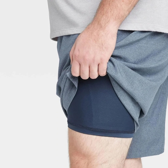 NWT All in Motion All in Men's Lined Run Shorts 9" Gym Running Blue Grey XXL 2XL - Picture 3 of 12